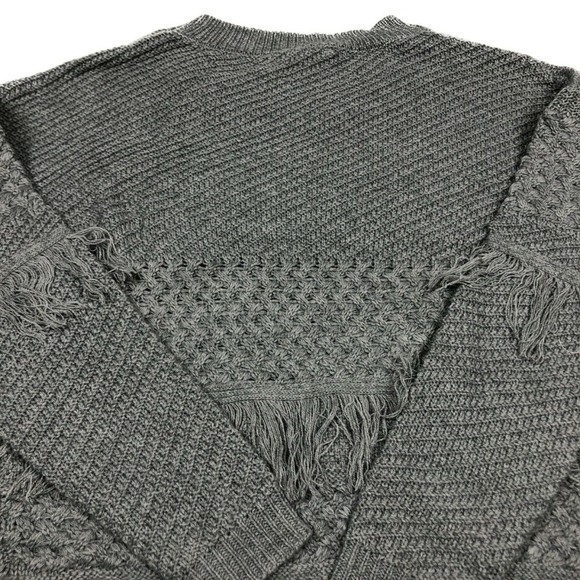 BB Dakota Gray Mix it Up Fringed Sweater Sz XS NWT - Picture 6 of 7